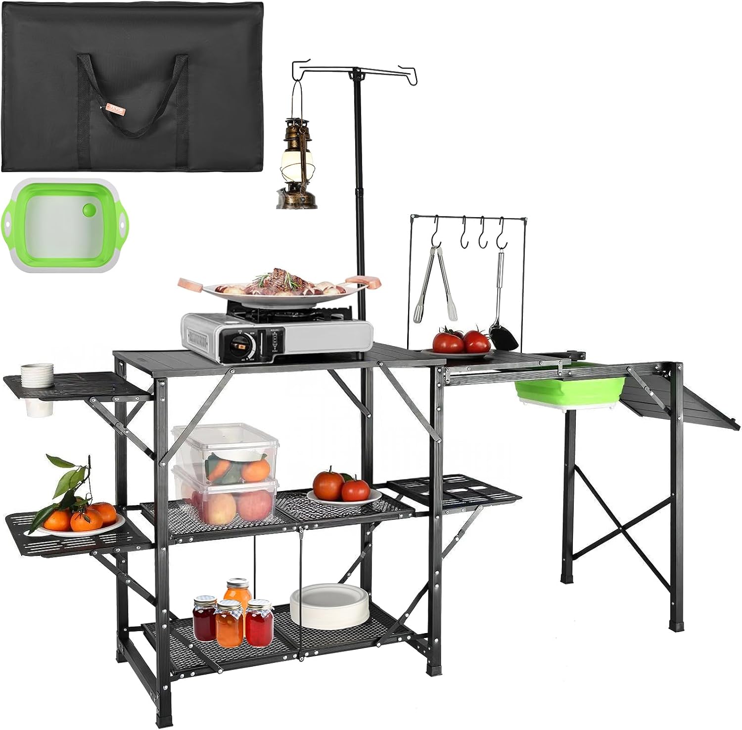 Outdoor Camping Kitchen With Sink - Camping Kitchen Table with Sink, Aluminum