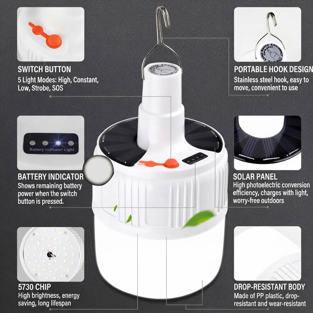 Solar Light USB LED Outdoor Wa - đánh giá và giá Outdoor Camping Light Ideas